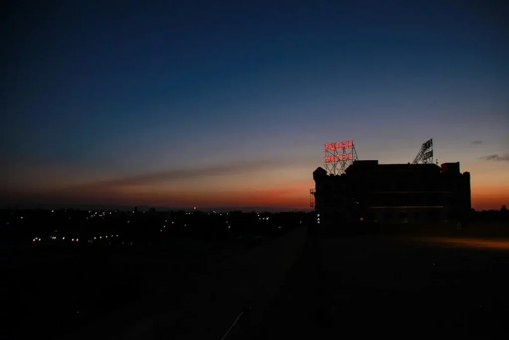 Padre Hotel in Bakersfield, California at night