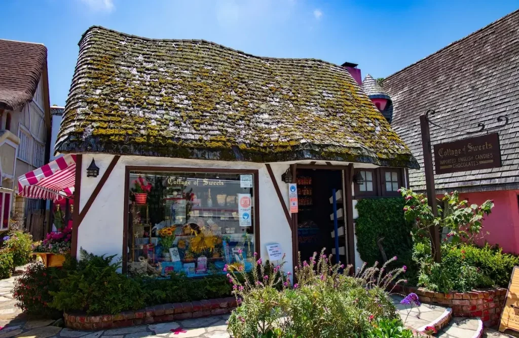 Old timey moss-covered sweets shop in Carmel-by-the-sea