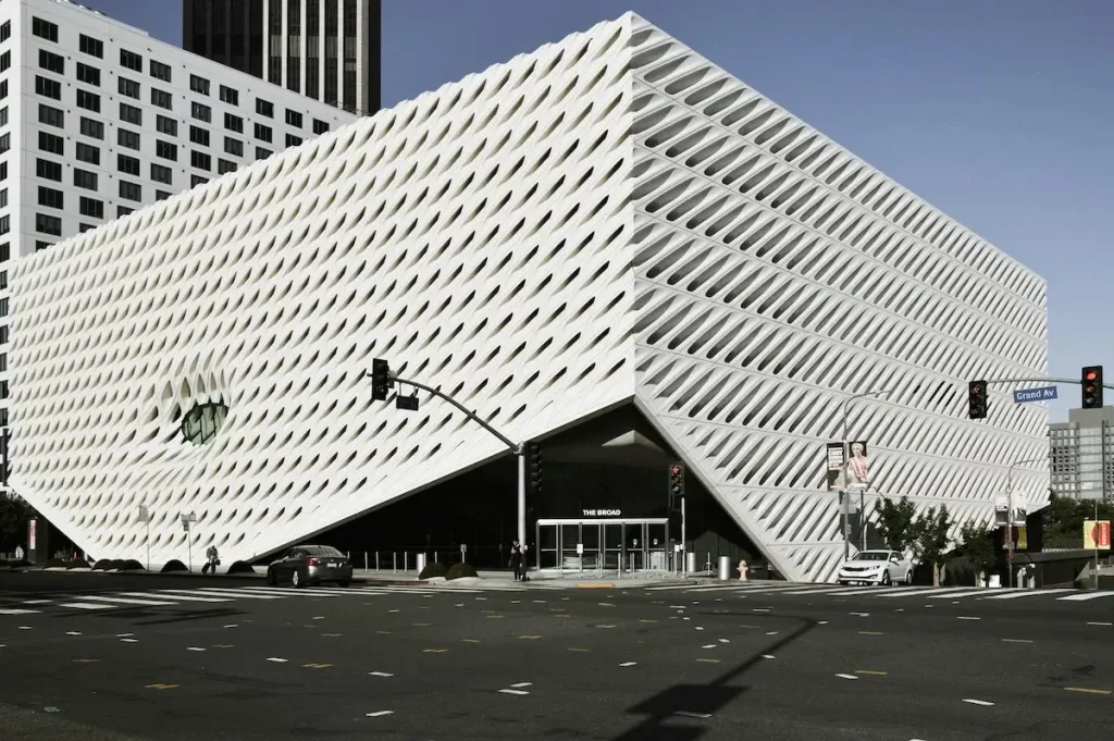 White blocked architecture of the Broad in Los Angeles